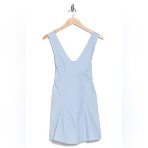Elodie Seamed Poplin Minidress in light blue NWOT